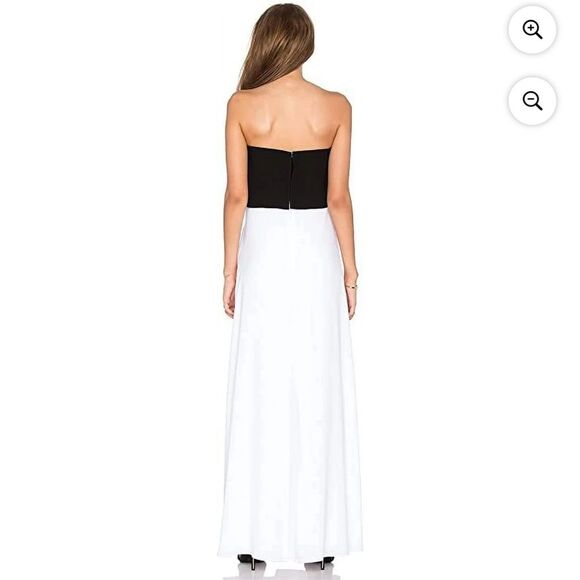 BCBGMAXAZRIA Elegant Alyse Strapless Color-Blocked Gown, 12 White/Black - Picture 3 of 9